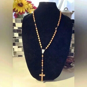 VINTAGE WOOD BEADS ROSARY
